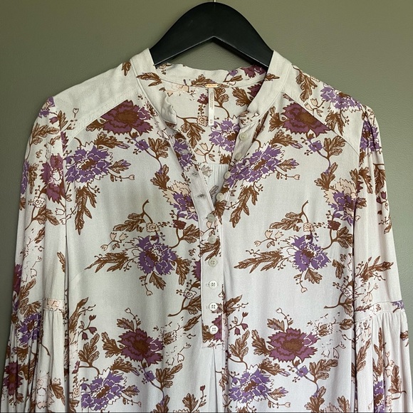 Free People Easy Girl Bell Sleeve Floral Blouse XS - Picture 16 of 16
